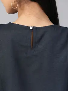 Global Desi Navy Blue Sustainable Solid Wrap Top