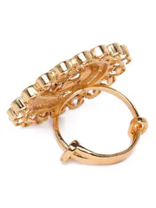 I Jewels Gold-Plated White & Maroon Meenakari Studded Adjustable Finger Ring