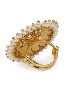 I Jewels Sea Green Gold-Plated Meenakari Adjustable Finger Ring