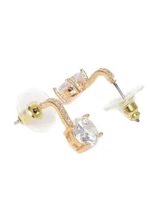 AccessHer White Rose Gold-Plated American Diamond Studded Circular Studs