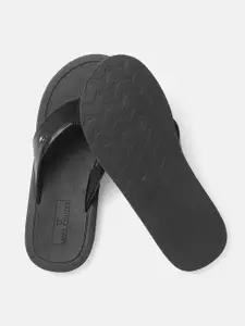 Louis Philippe Men Black Solid Comfort Sandals