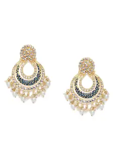 I Jewels Gold-Plated Kundan Studded Crescent Shaped Chandbalis