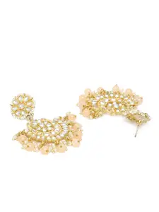 I Jewels Gold Plated Kundan Pearl Studded Handcrafted Maang Tika with Earrings