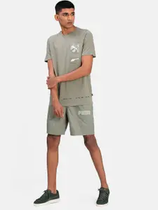 Puma Men Olive Green Solid MODERN BASICS Regular Fit Shorts