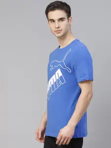 Puma Men Blue  White Big Logo Pure Cotton T-shirt