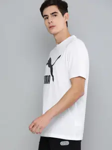 Puma Men White  Black Pure Cotton Classics Brand Logo Print Sustainable Pure Cotton T-shirt