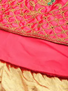 Mitera Pink Embroidered Semi-Stitched Lehenga & Unstitched Blouse with Dupatta