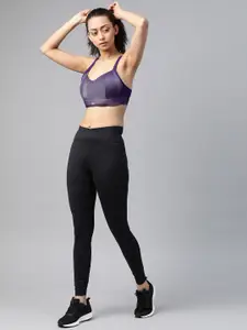 Reebok Women Purple Printed Lux Strappy AOP Sports Bra GI8019