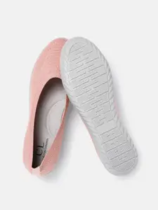 Carlton London sports Women Peach-Coloured Woven Design Ballerinas