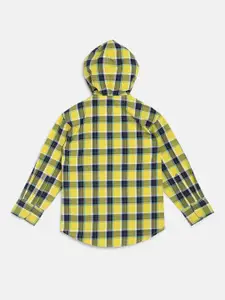 Gini and Jony Infant Boys Yellow & Blue Regular Fit Checked Casual Shirt
