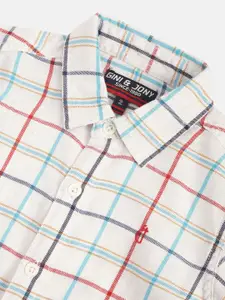 Gini and Jony Boys White & Blue Regular Fit Checked Casual Shirt