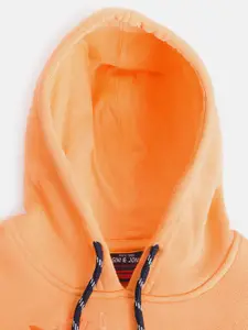 Gini and Jony Boys Orange Printed Hooded Sweatshirt