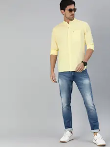 WROGN Men Yellow Slim Fit Solid Casual Shirt