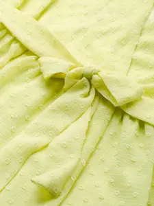 SASSAFRAS Yellow Self Design Dobby Weave Wrap Dress With Belt