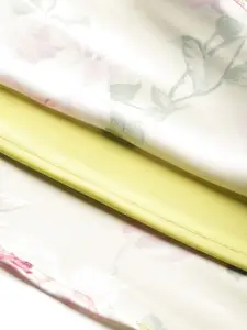 SASSAFRAS Women Lime Green & Pink Floral Print Smocked Empire Dress