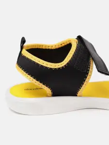 DressBerry Women Black & Yellow Solid Sports Sandals