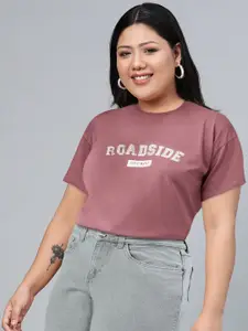 The Roadster Lifestyle Co Women Mauve Printed Round Neck T-shirt