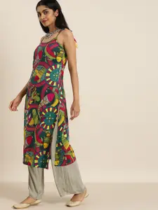 Sangria Women Multicoloured Ethnic Motifs Printed Shoulder Strap Kurta