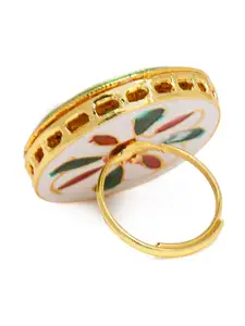 Zaveri Pearls Green Gold-Plated Kundan Bridal Collection Adjustable Finger Ring