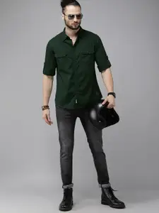 The Roadster Lifestyle Co Men Teal Green Solid Casual Shirt