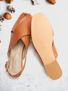 Marc Loire Women Tan Slingback Solid Peep Toes