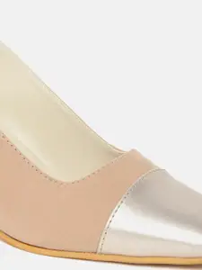 Marc Loire Women Cream-Coloured Textured Pumps