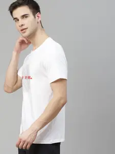 HRX By Hrithik Roshan Men Optic White Typographic Organic Cotton Bio-Wash Lifestyle Tshirt
