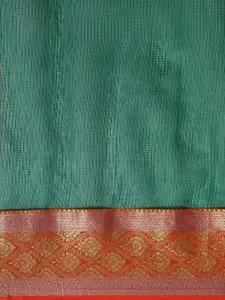 Saree mall Green Solid Silk Blend Saree