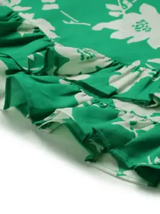 Berrylush Women Green & White Floral Printed Co-ordinate Sets Dress