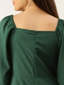 Berrylush Women Green Solid High Slit Maxi Dress