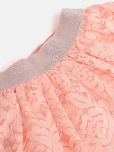 Allen Solly Junior Girls Peach-Coloured Floral Lace Design A-Line Skirt