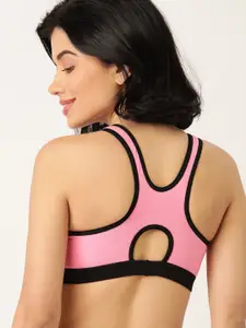 DressBerry Pink Solid Non-Wired Non-Padded Workout Bra PROVA09-01
