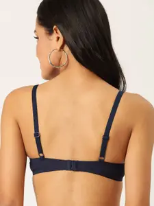 DressBerry Navy Blue Solid Underwired Padded Balconette Bra JAZZ-02