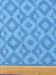 Saree mall Blue Poly Cotton Printed Bagru Saree