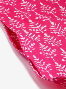 Sangria Women Fuchsia Pink & White Printed Pure Cotton Straight Kurta