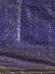 MIMOSA Turquoise Blue & Gold-Toned Art Silk Woven Design Kanjeevaram Saree