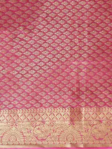 MIMOSA Mustard & Gold-Toned Woven Design Kanjeevaram Saree