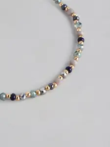 Accessorize London Women Set of 10 Blue Kerala Beaded Stretch Bracelet Pack