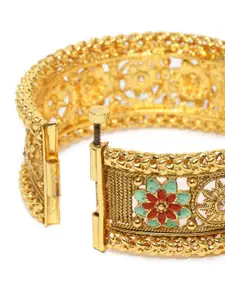 Peora  Set of 2 Mint & Red Gold Plated Screw Openable Bangles