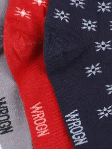WROGN Men Set of 3 Patterned Above-Ankle Length Socks