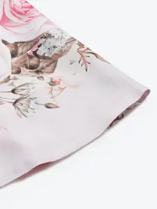 Shae by SASSAFRAS Grey & Pink Floral Print Flared Maxi Skirt