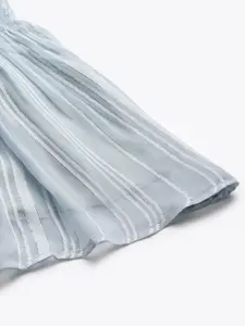 SASSAFRAS Women Blue & Silver Striped Smocked A-Line Skirt