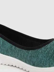 DressBerry Women Teal Green & Black Melange Knit Ballerinas