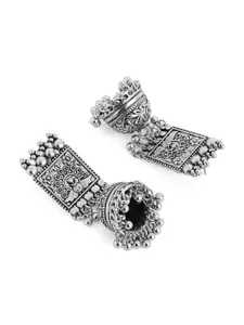 Rubans Silver-Plated Dome Shaped Jhumkas
