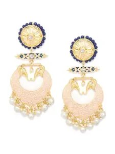 Rubans Gold-Toned & Pink Contemporary Chandbalis