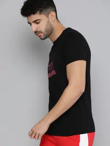 Puma Men Black  Pink Printed Pure Cotton Slim Fit T-shirt