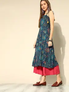 Sangria Deep Navy Blue Viscose Rayon Kurta