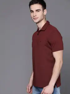 Allen Solly Men Maroon Solid Polo Collar T-shirt