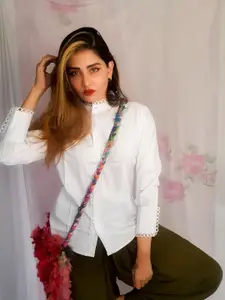 Style Quotient Women White Regular Fit Solid Casual Shirt