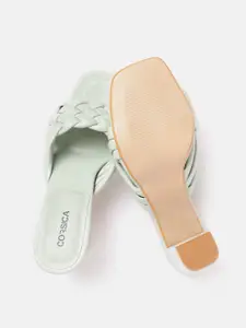 CORSICA Mint Green Basketweave Block Heels
